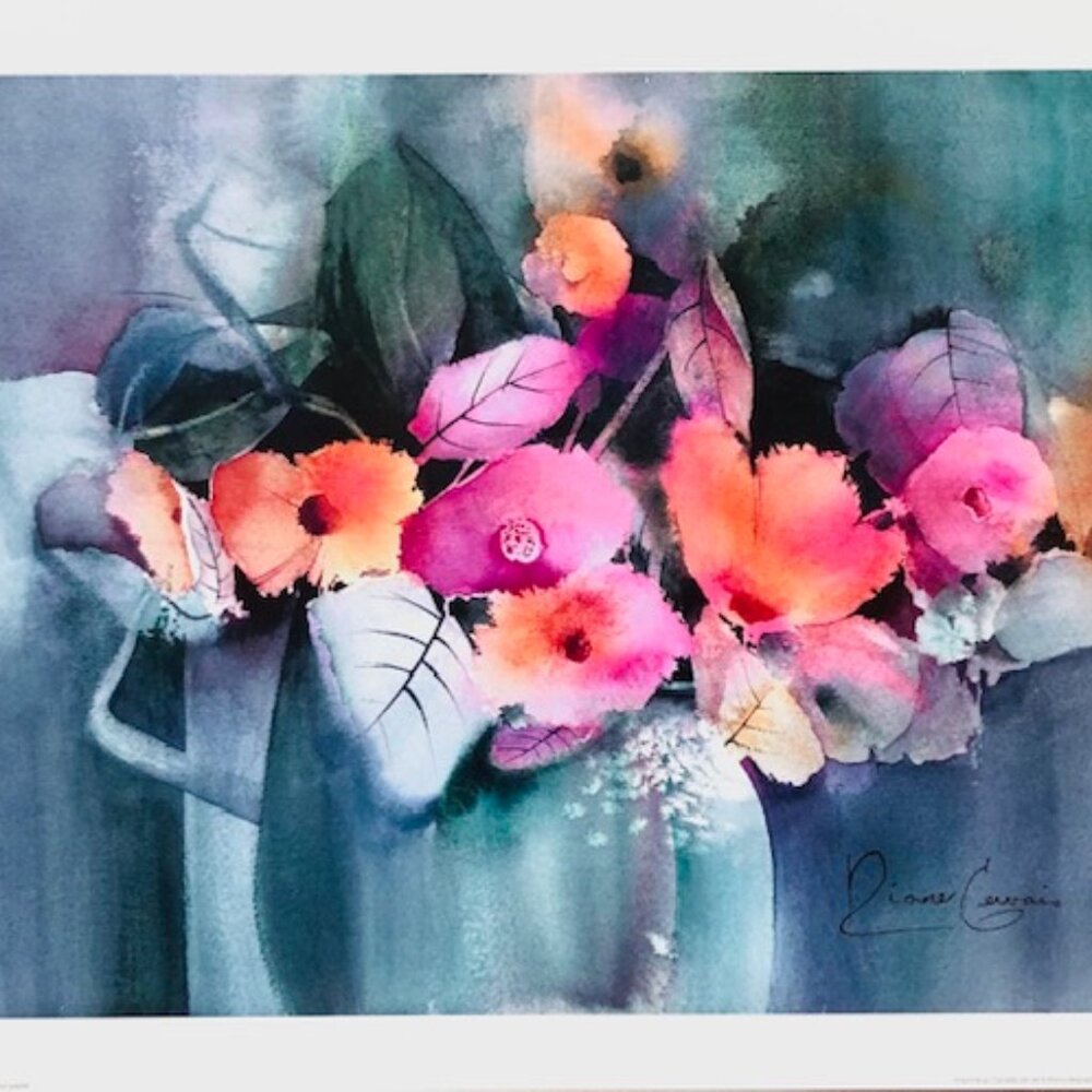 "Échange" Floral Watercolor Print by Diane Gervais – Contemporary Wall Art Decor